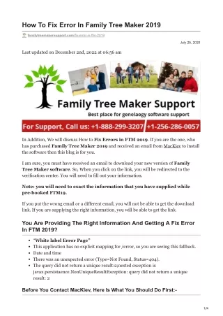 how to fix error in family tree maker 2019