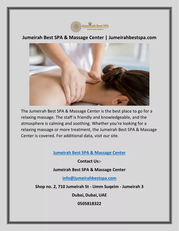 jumeirah best spa massage center jumeirahbestspa