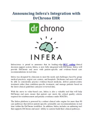 Announcing Infera’s Integration with DrChrono EHR