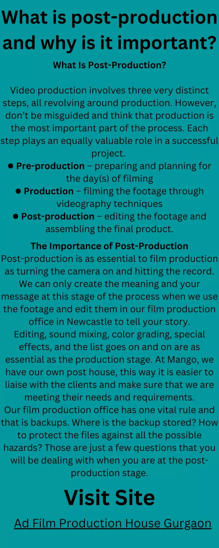 what is post production and why is it important