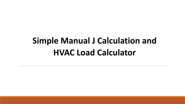 simple manual j calculation and hvac load