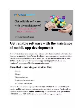 Get reliable software with the assistance of mobile app development