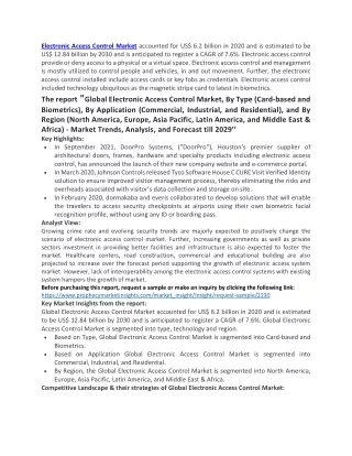 electronic access control market accounted