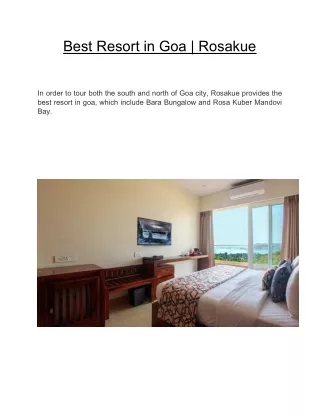 best resort in goa rosakue
