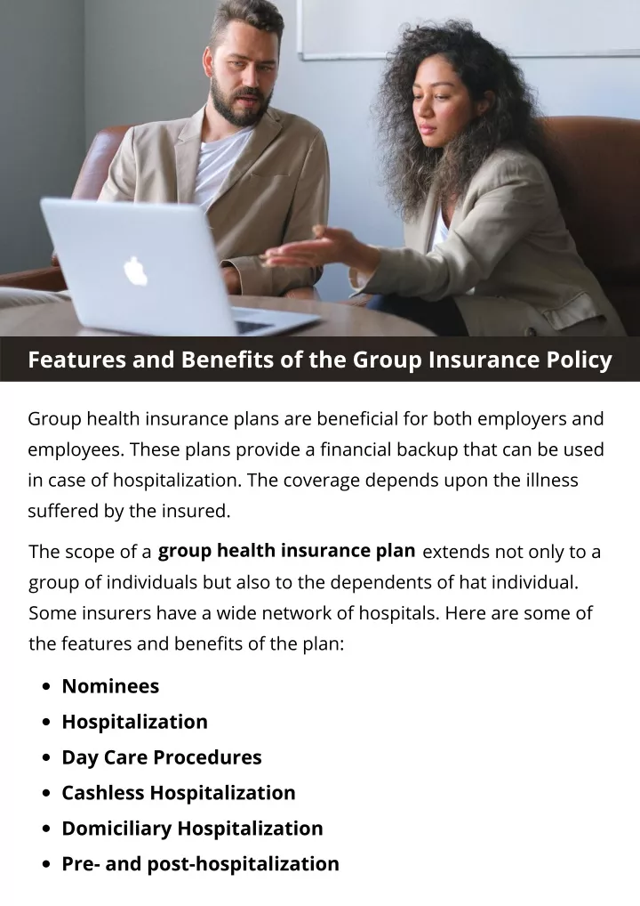 features and benefits of the group insurance