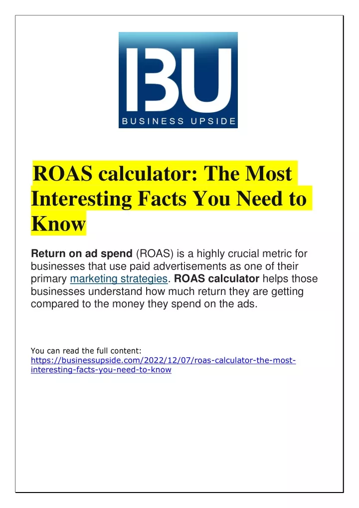 roas calculator the most interesting facts