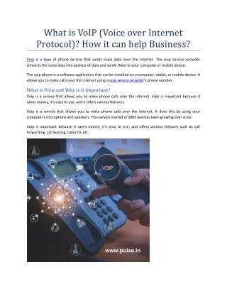 What is VoIP (Voice over Internet Protocol)? How it can help Business?