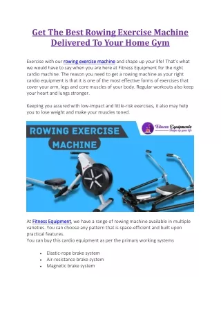 Get The Best Rowing Exercise Machine Delivered To Your Home Gym