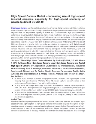 high speed camera market increasing use of high