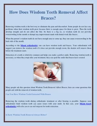 How Does Wisdom Teeth Removal Affect Braces?