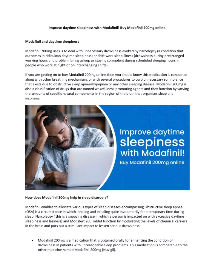 improve daytime sleepiness with modafinil