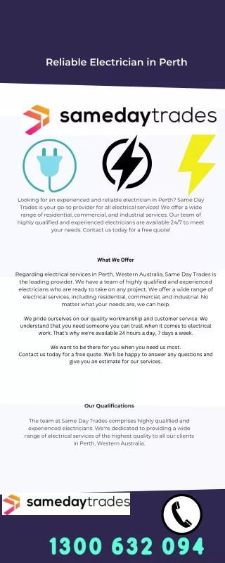 Reliable Electrician in Perth