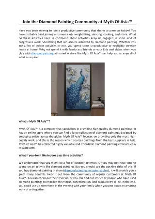 Join the Diamond Painting Community at Myth Of Asia™