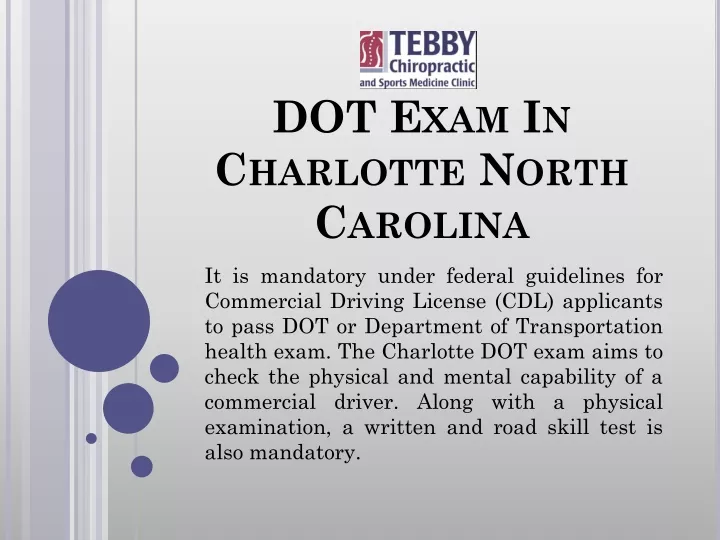 dot exam in charlotte north carolina