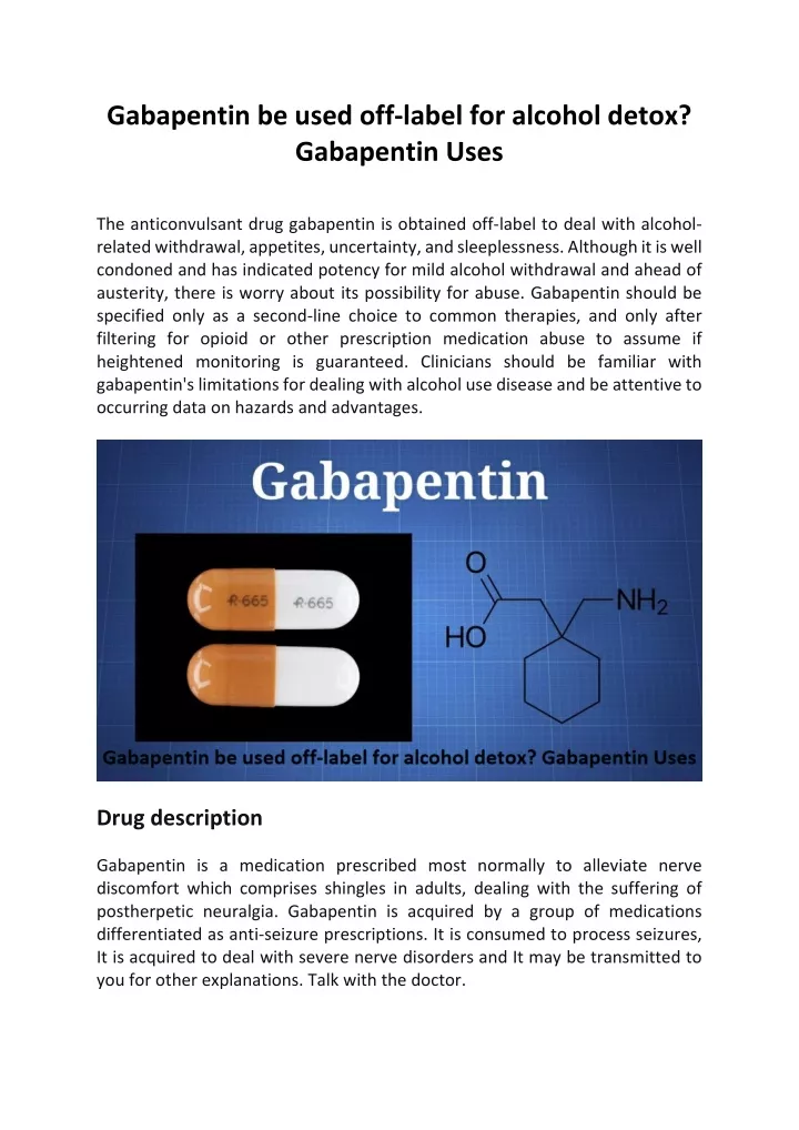 gabapentin be used off label for alcohol detox