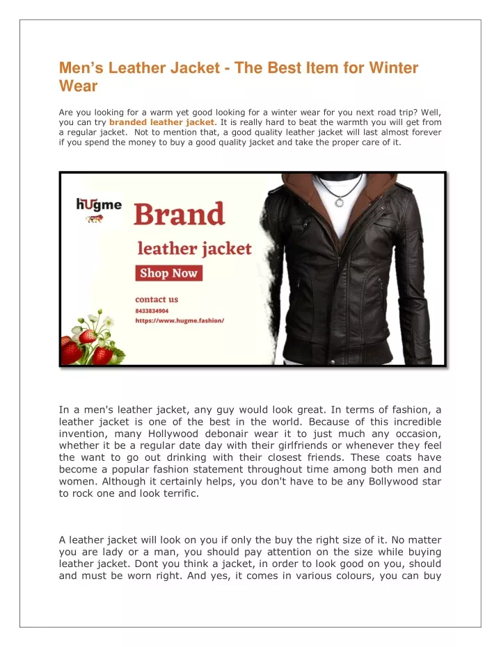 men s leather jacket the best item for winter wear