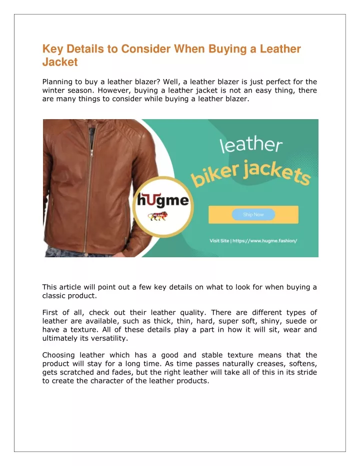 key details to consider when buying a leather