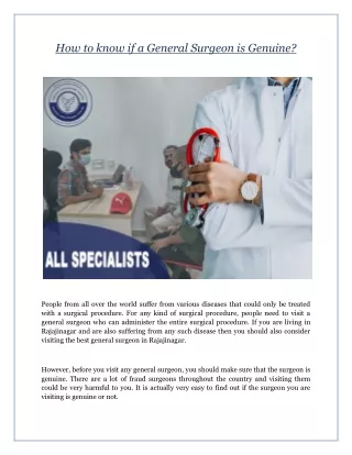 How to know if a General Surgeon is Genuine?