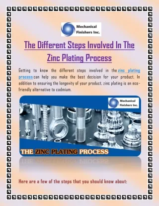 the different steps involved in the zinc plating