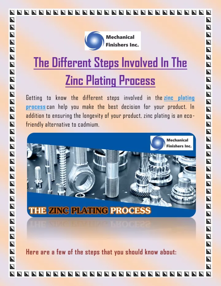 the different steps involved in the zinc plating