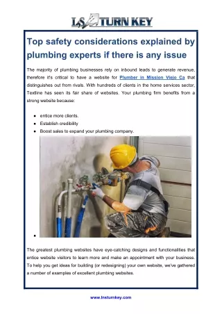 Top safety considerations explained by plumbing experts if there is any issue