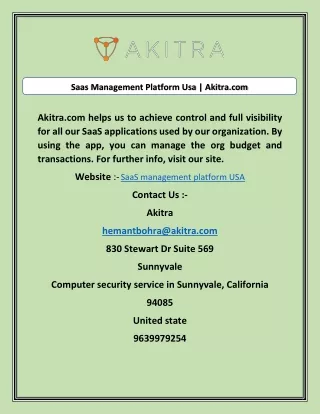 Saas Management Platform Usa | Akitra.com