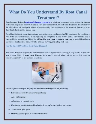 What Do You Understand By Root Canal Treatment?