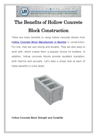 the benefits of hollow concrete the benefits