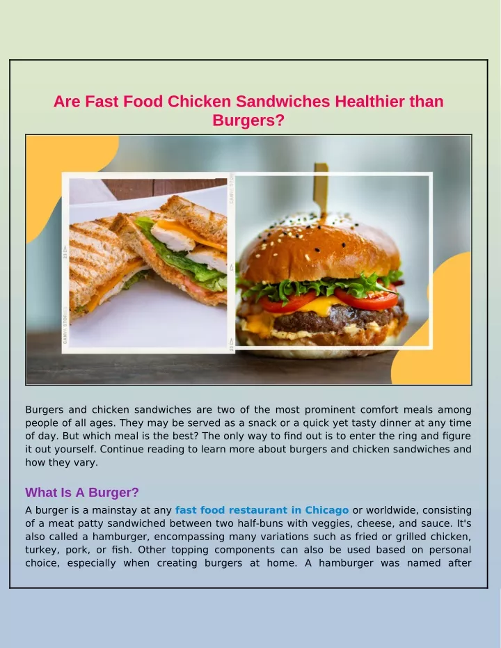are fast food chicken sandwiches healthier than