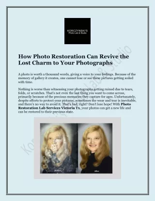 Photo Restoration Lab Services Victoria Tx - Visit Now