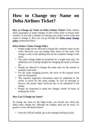 how to change my name on delta airlines ticket