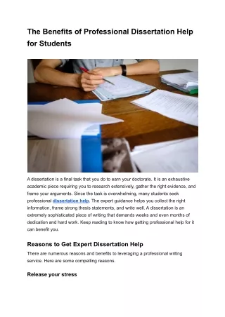 How to Seek the Best Dissertation Help in College