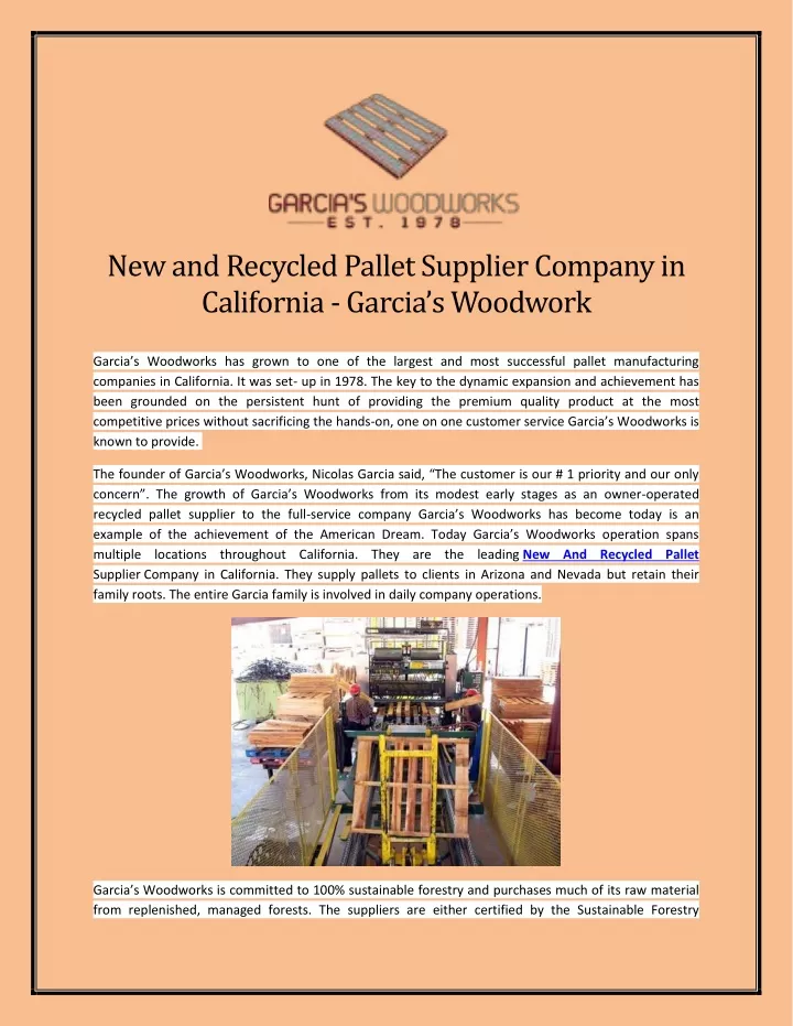new and recycled pallet supplier company