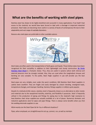 what are the benefits of working with steel pipes