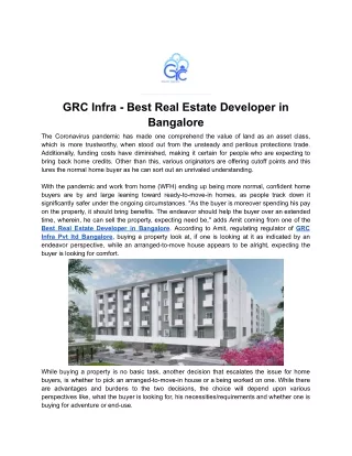 grc infra best real estate developer in bangalore