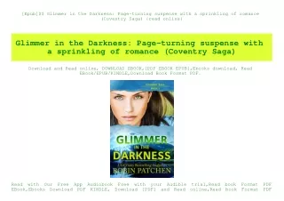 [Epub]$$ Glimmer in the Darkness Page-turning suspense with a sprinkling of romance (Coventry Saga) {read online}