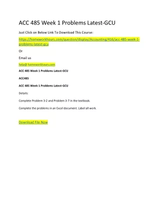 acc 485 week 1 problems latest gcu