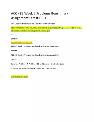 acc 485 week 2 problems benchmark assignment