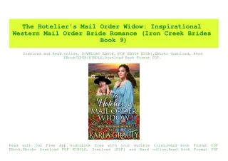 (READ-PDF!) The Hotelier's Mail Order Widow Inspirational Western Mail Order Bride Romance (Iron Creek Brides Book 9) {r