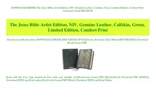 DOWNLOAD EBOOK The Jesus Bible Artist Edition  NIV  Genuine Leather  Calfskin  Green  Limited Edition  Comfort Print dow