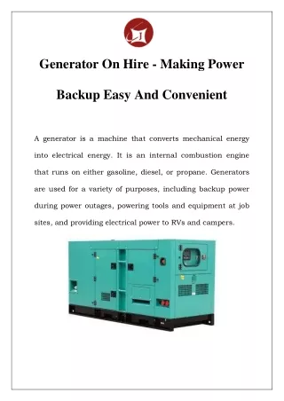 generator on hire making power
