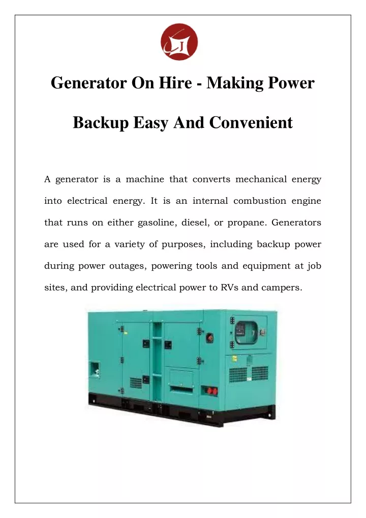 generator on hire making power