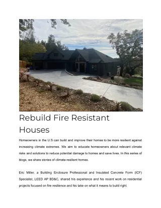 rebuild fire resistant houses