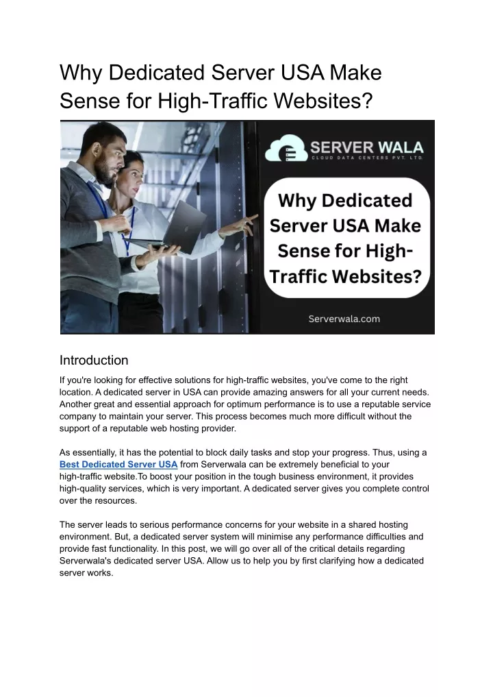 why dedicated server usa make sense for high