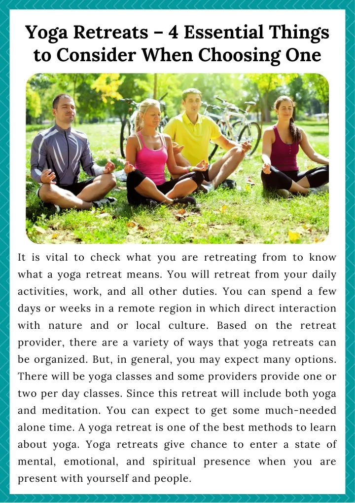 yoga retreats 4 essential things to consider when