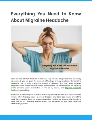 Everything You Need to Know About Migraine Headache