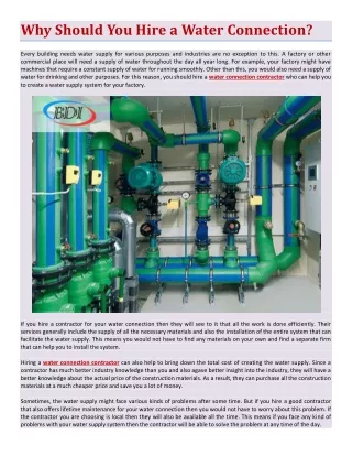why should you hire a water connection