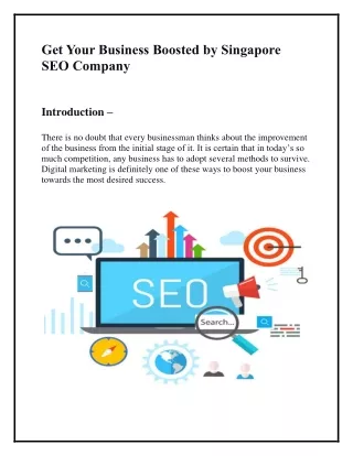 Get Your Business Boosted by Singapore SEO Company