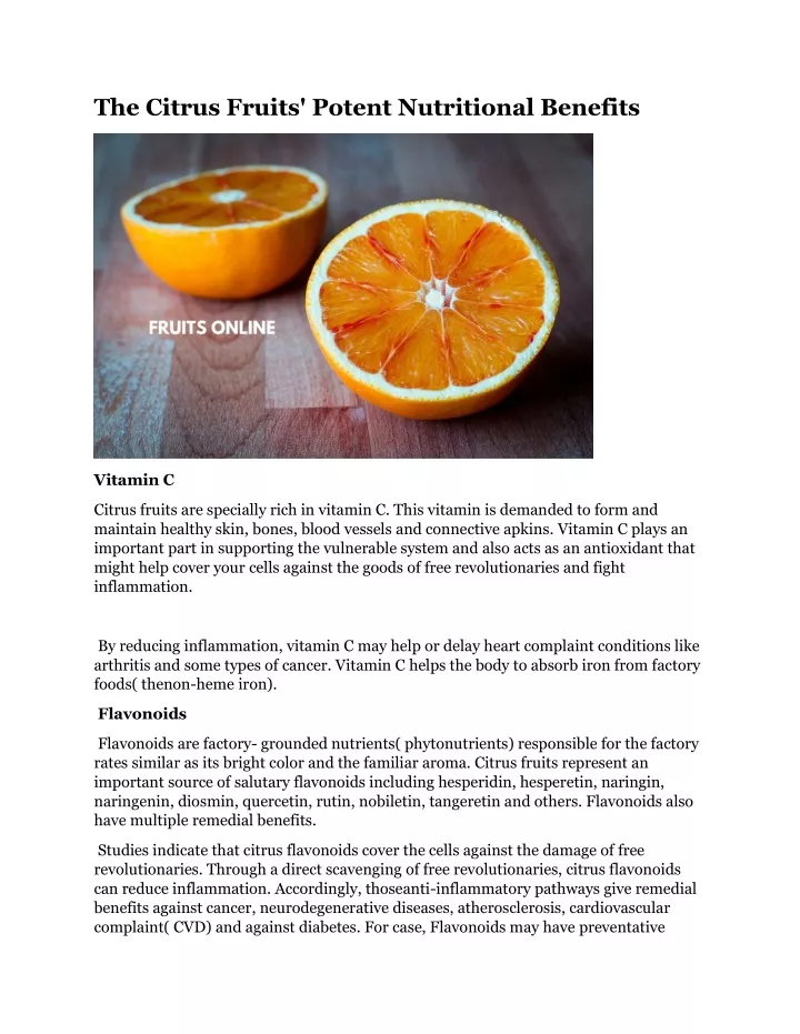 the citrus fruits potent nutritional benefits