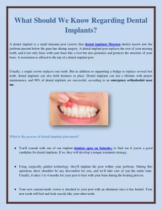 what should we know regarding dental implants